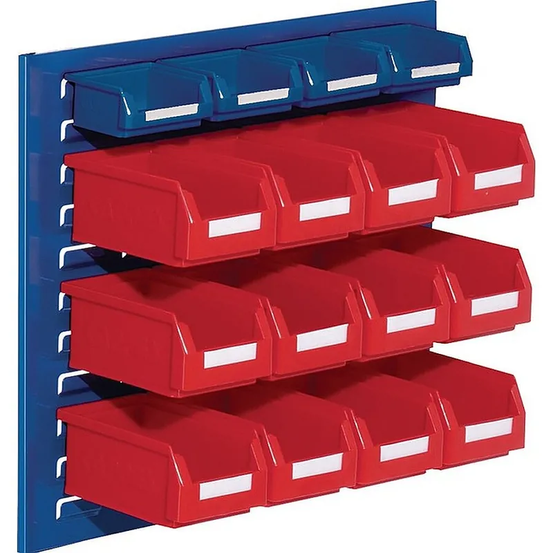 Echt Kappes Sichtlagerkastenset H450xB500xT250mm STA/PE blau+rot 12xGr.7 rot/4xGr.8blau