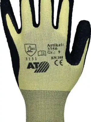 Handschuhe Gr.8 gelb/schwarz EN 388 PSA II Nylon mit Naturlatex ASATEX, Menge 12 Stk Letzte Chance