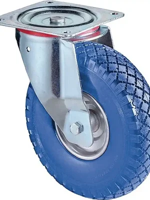 Abverkauf Lenkrolle Ø260mm Tragfähigkeit 160kg mit Platte Radkörper Stahl PU blau BS ROLLEN