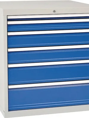 Meistverkauft Bedrunka & Hirth Gerätebau Schubladenschrank H1019xB1005xT736mm lichtgrau/signalblau 6 Schubl.Vollauszug