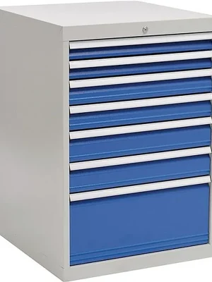 Geprüft Bedrunka & Hirth Gerätebau Schubladenschrank H1019xB705xT736mm grau/blau 2x75.2x100.2x125.1x300mm Schubl.