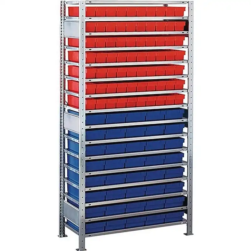 Preiswert NORDWEST Steckregal H2000xB1000xT500mm Anbauregal 16 Stahlböden 75xL 500mm blau