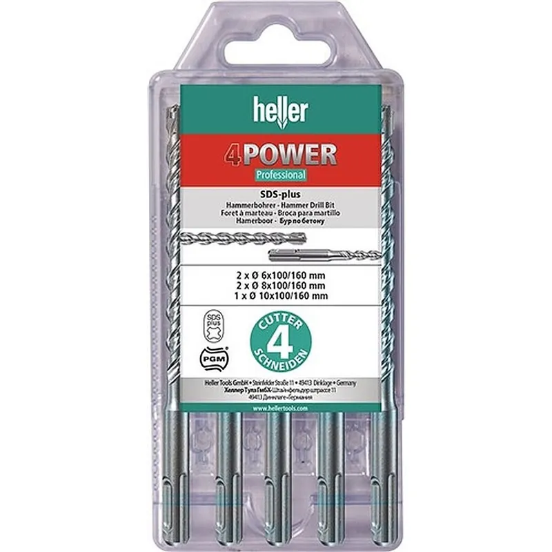 Heller Tools Hammerbohrersatz 4Power 5-tlg.SDS-plus Multipack HELLER Zertifiziert