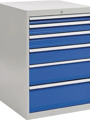 Top-Angebot Bedrunka & Hirth Gerätebau Schubladenschrank H1019xB705xT736mm lichtgrau/signalblau 6 Schubl.Vollauszug