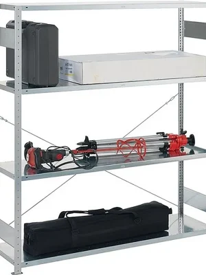 Markenware META Großfachsteckregal H2000xB1700xT400mm Grundregal verzinkt silber 4 Stahlböden