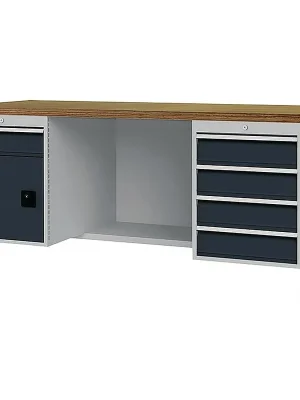 Saisonangebot Bedrunka & Hirth Gerätebau Werkbank grau lichtgrau B2000xH859xT750mm Buche Multiplex 40mm 5 Schubl.1 Tür