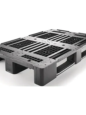 Kunststoffpalette L1200xB800xH150mm 3Kufen durchbrochen mit Rand HD-PE CRAEMER Abverkauf