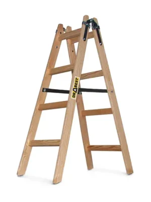 Abverkauf DRABEST PRO Klappleiter doppelseitig Holz 2x4 Sprossen