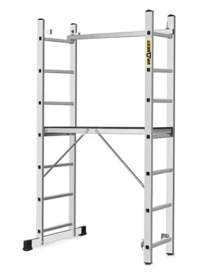 Begrenztes Angebot DRABEST BASIC Arbeitsgerüst Leitergerüst Aluminium 2x7 Sprossen 46x187 cm