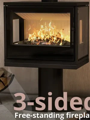 Versand Am Gleichen Tag HITZE Kamin CUBO CF3S-700 (dreiseitige Sicht)
